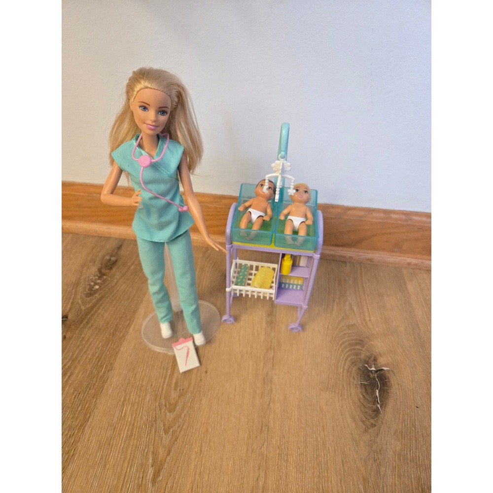 Barbie Baby Doctor Playset with 2 Baby Dolls Nursery Cart and Accessories GKH23